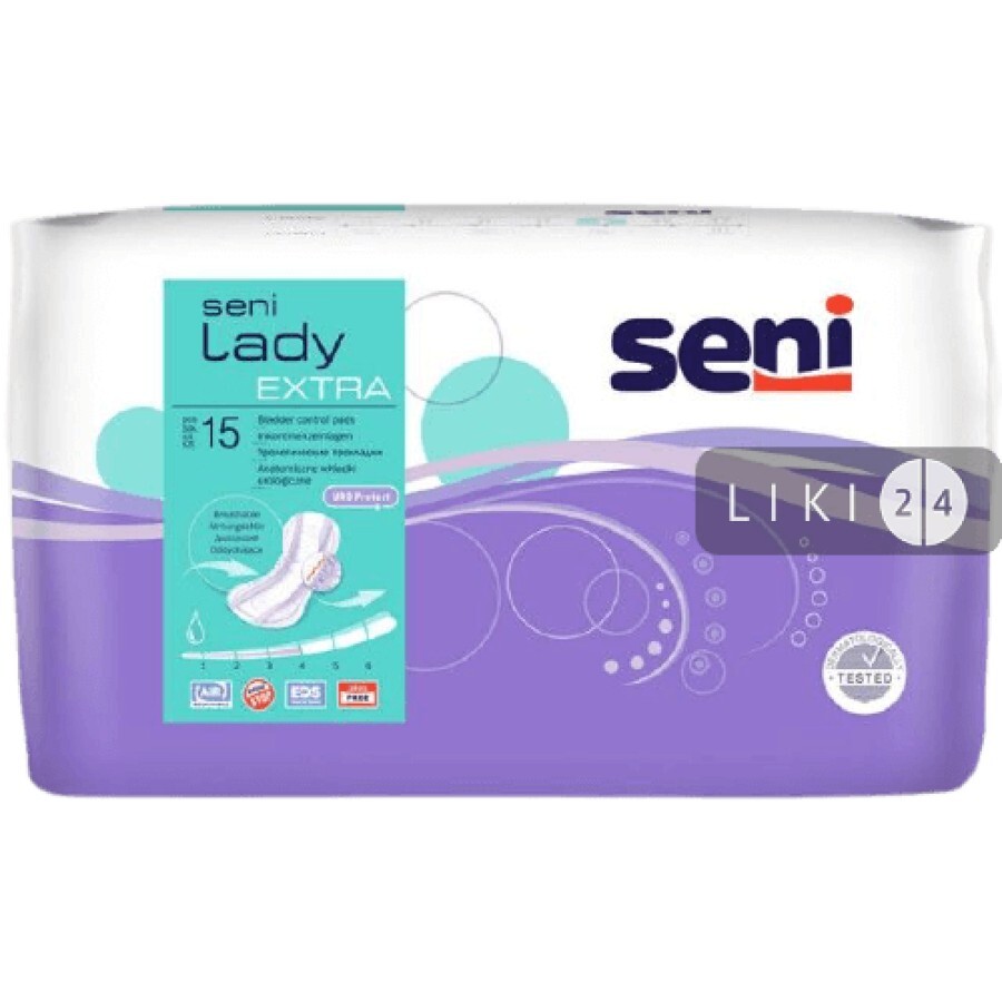 Урологические прокладки Seni Lady Extra 15 шт: цены и характеристики
