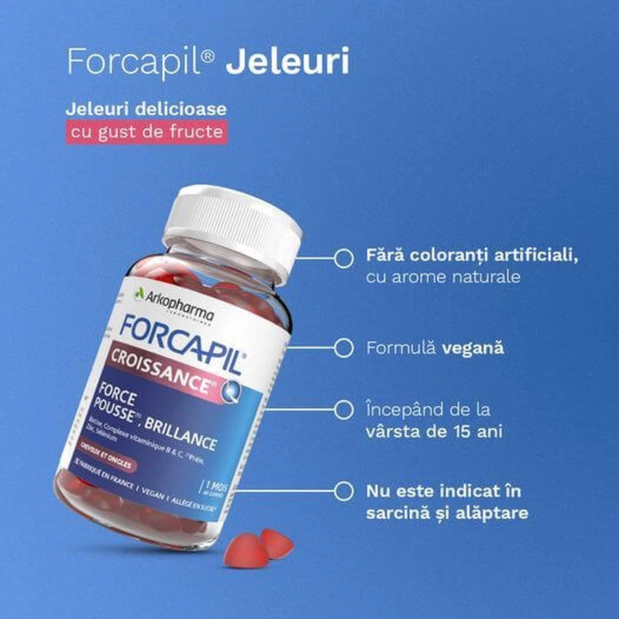 Форкапіл Arkopharma для росту волосся, 60 жувальних мармеладок зі смаком фруктів: ціни та характеристики