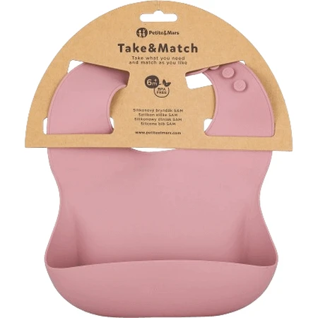 Petite&Mars Силіконовий нагрудник Take&Match Dusty Rose 6m+: ціни та характеристики