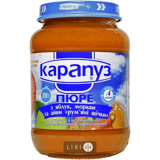 Пюре Карапуз Румяные щечки с яблоком, морковью и айвой, 200 г