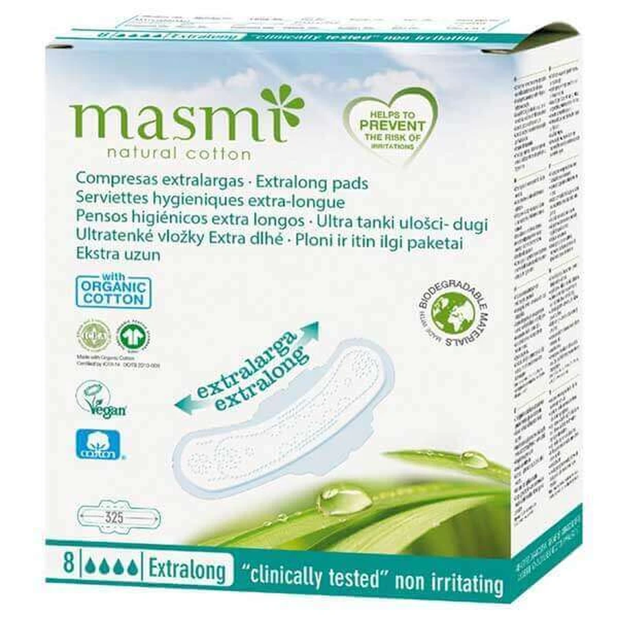 Masmi Натуральные хлопковые гигиенические салфетки из органического буйвола, 8 штук: цены и характеристики