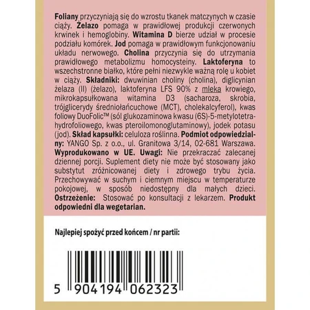 Yango Pregna Step 2 с элазой, 60 капсул roline: цены и характеристики