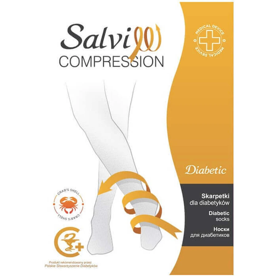 Salvi Compression Diabetic, шкарпетки для діабетиків, з хітином, розмір L, чорні: ціни та характеристики