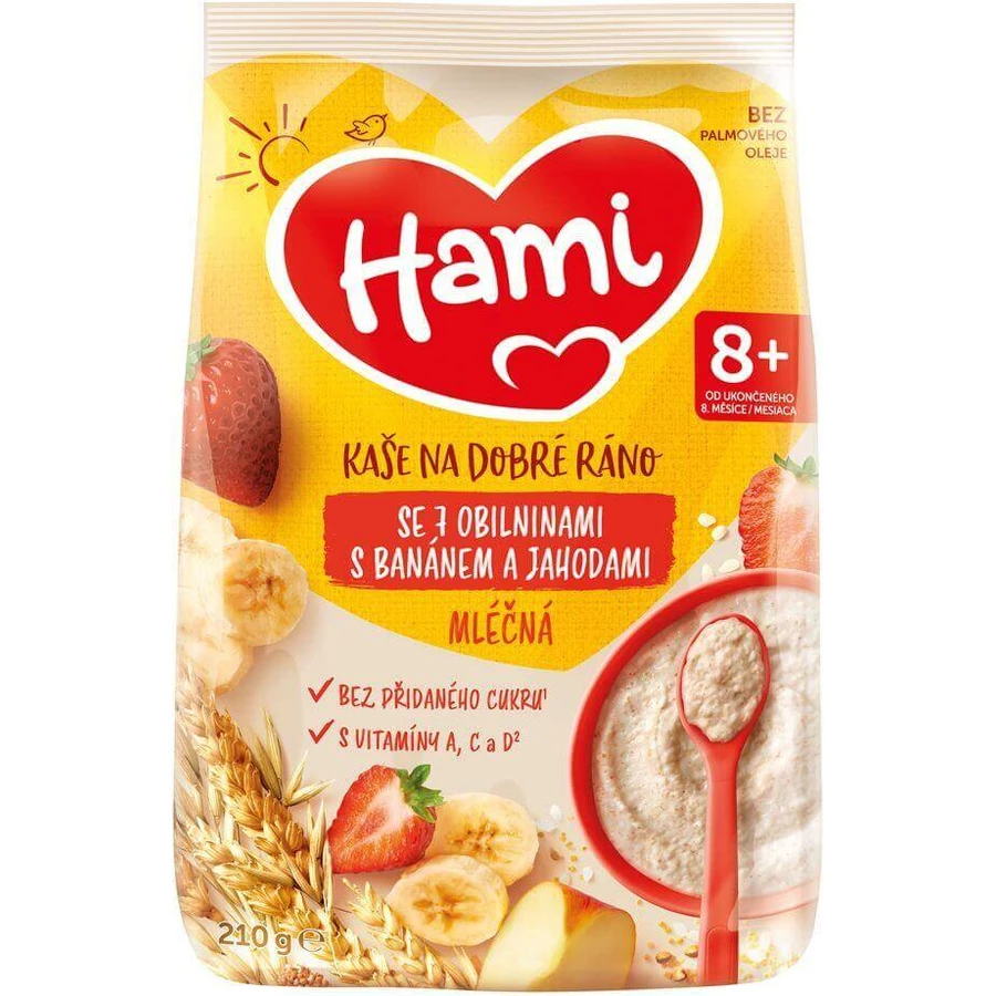 Hami Kaa mliena с 7 злаками с бананом и клубникой 210 г: цены и характеристики