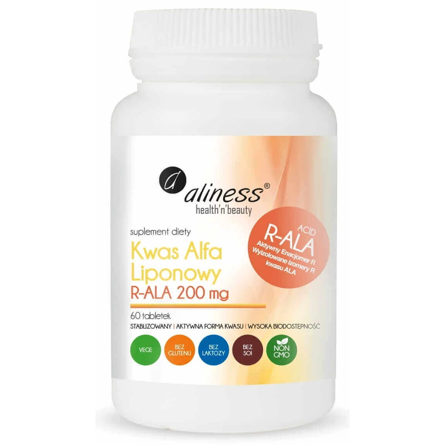 Альфа-липоевая кислота Aliness Acid Alfa Lipoic R-ALA 200 мг, 60 таблеток: цены и характеристики