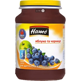 Пюре на фруктово-ягодной основе "черника" торговой марки "hame" 190 г