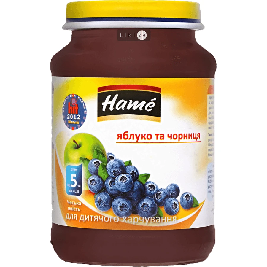 Пюре на фруктово-ягодной основе "черника" торговой марки "hame" 190 г: цены и характеристики