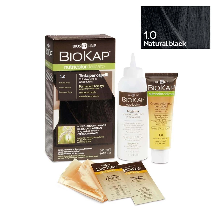 Перманентная краска для волос 1.0 черный Nutricolor Delicato, 140 мл, Biokap: цены и характеристики