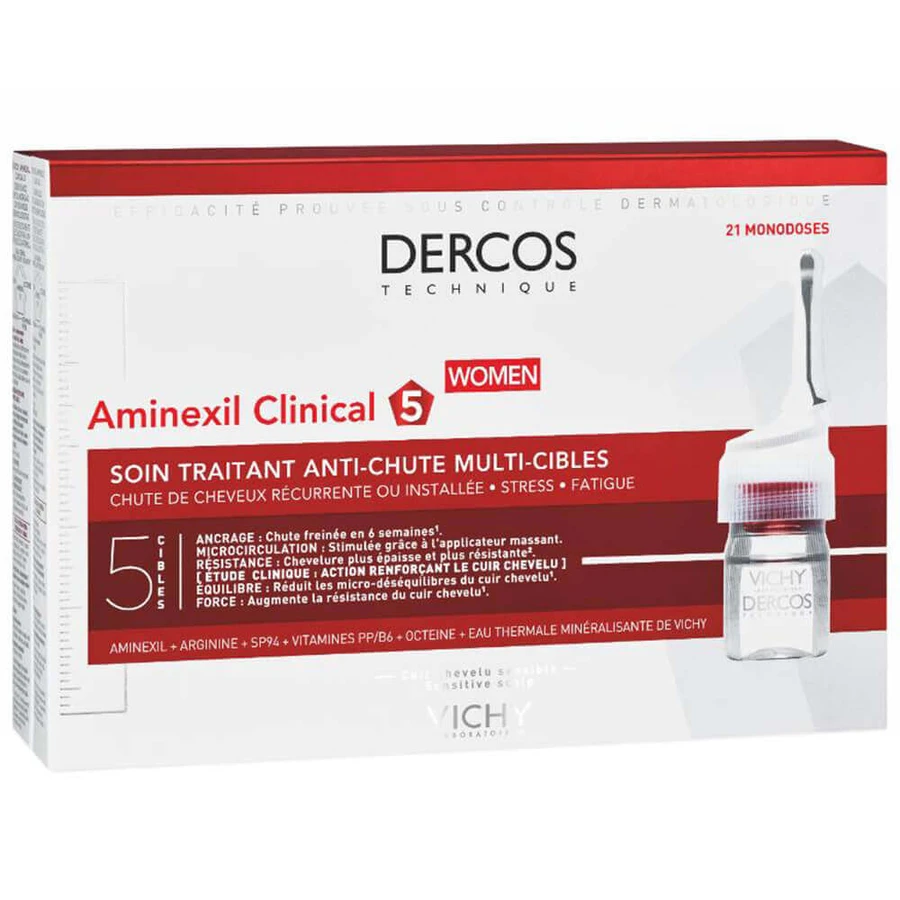 Ампули для волосся Vichy Aminexil Clinical 5 комплексної дії проти випадіння, 21 шт. х 6 мл: ціни та характеристики