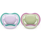 Philips Пустушки Philips Avent Ultra Air, 0-6 місяців, 2 штуки, фіолетовий та зелений, SCF085/24, Philips
