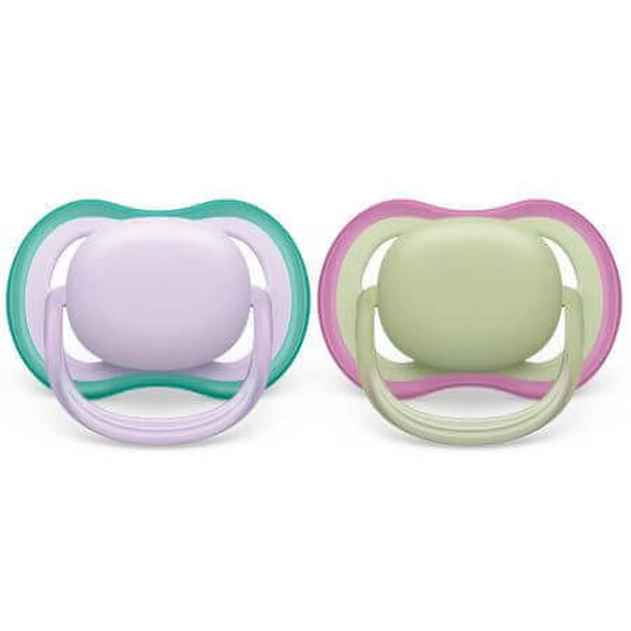 Philips Пустушки Philips Avent Ultra Air, 0-6 місяців, 2 штуки, фіолетовий та зелений, SCF085/24, Philips: ціни та характеристики