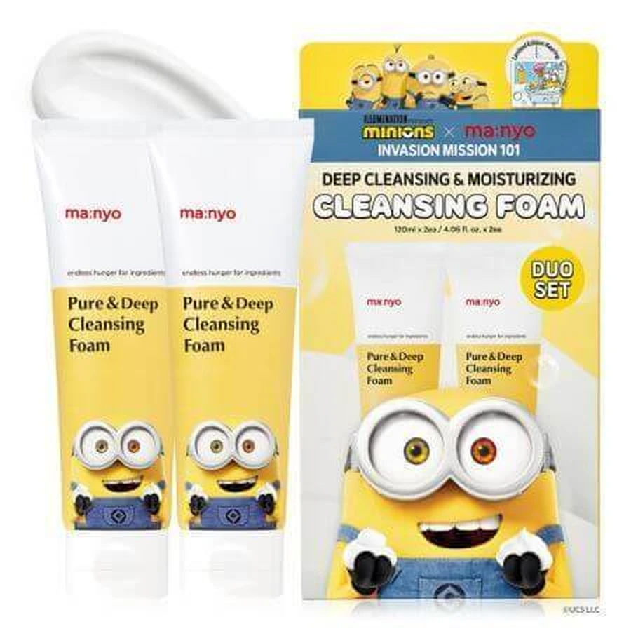 Набір Minions Очищуюча пінка для вмивання Pure & Deep, 2 x 120 мл, Manyo: ціни та характеристики