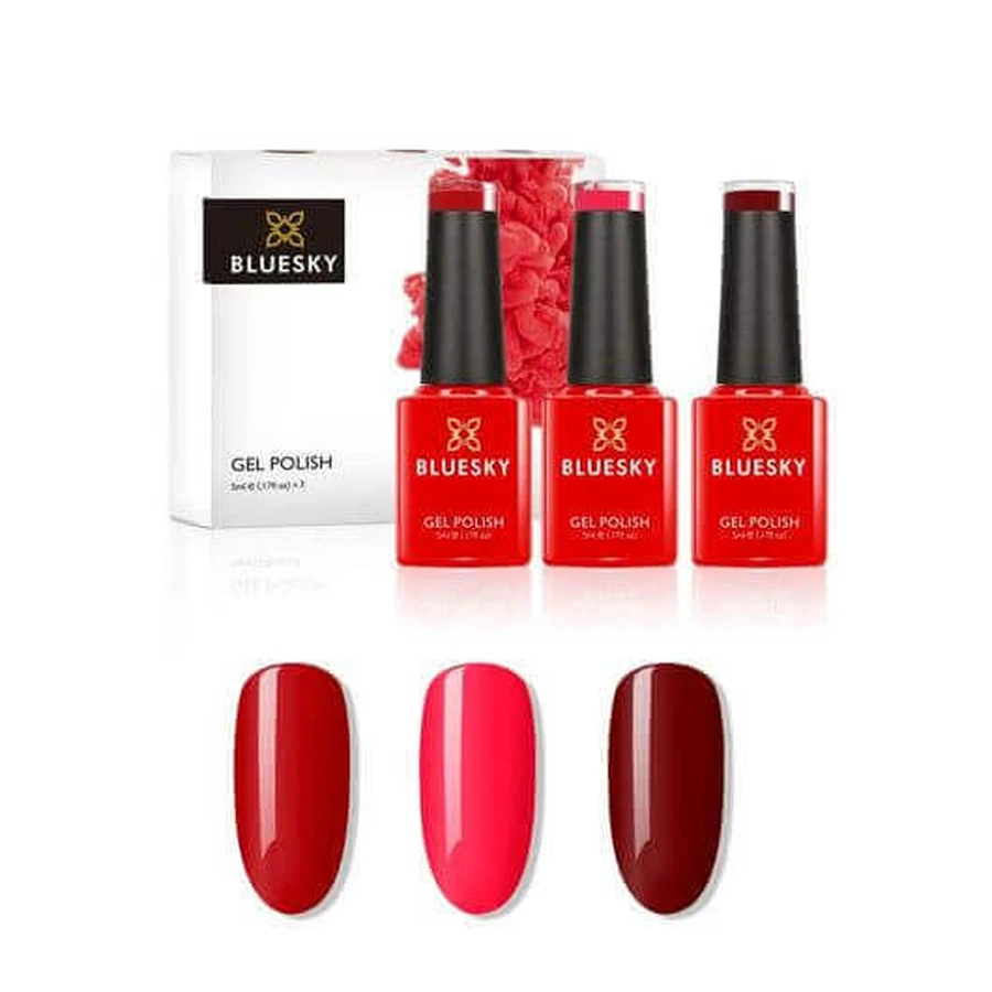 Набір напівстійких лаків для нігтів Bluesky Reds mini trio 3x5 мл: ціни та характеристики