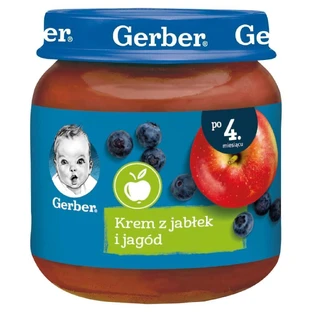 Gerber, Десерт, яблучний та ягідний крем, після 4 місяців, 125 г