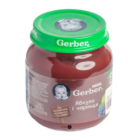 Фруктове пюре Gerber Яблуко і чорниця з 6 місяців 130 г: ціни та характеристики