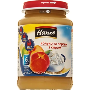 Пюре фруктово-молочно "персик з сиром" торгової марки "hame" 190 г