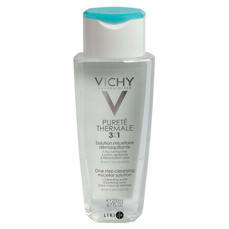 Міцелярний розчин Vichy Purete Thermale 3 в 1 для зняття макіяжу з обличчя та очей, 200 мл