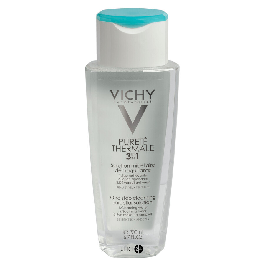 Міцелярний розчин Vichy Purete Thermale 3 в 1 для зняття макіяжу з обличчя та очей, 200 мл: ціни та характеристики