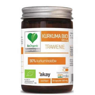 BeOrganic, куркума БИО 90% 500 мг, 50 капсул