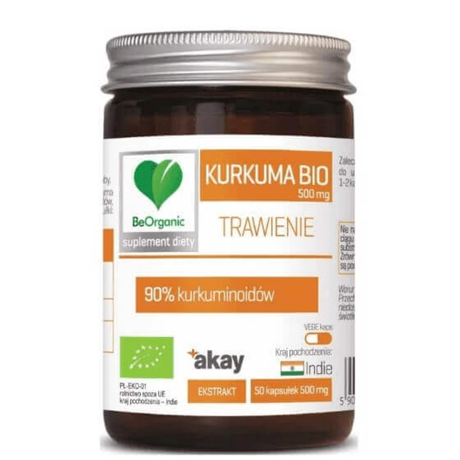 BeOrganic, куркума БИО 90% 500 мг, 50 капсул: цены и характеристики
