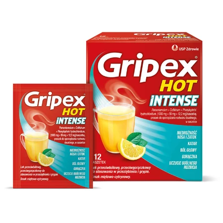 Порошок Gripex Hot Intense с мятно-цитрусовым вкусом, 12 саше: цены и характеристики