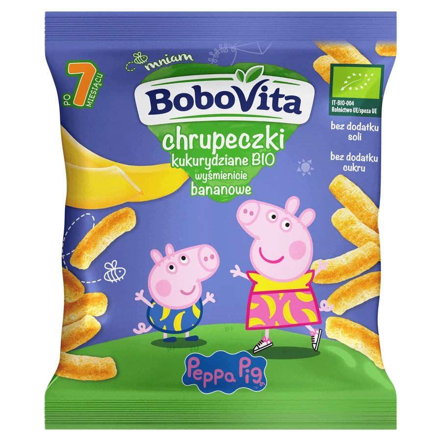 BoboVita Peppa Wines Кукурудзяні чіпси Біо, банановий обмін, після 7 місяців, 20 г: ціни та характеристики