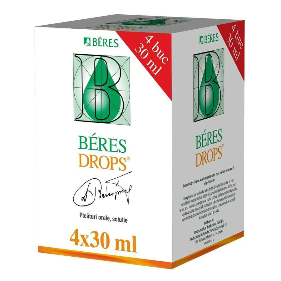 Краплі Береш Beres Pharmaceuticals Co, 4 флакони по 30 мл: ціни та характеристики