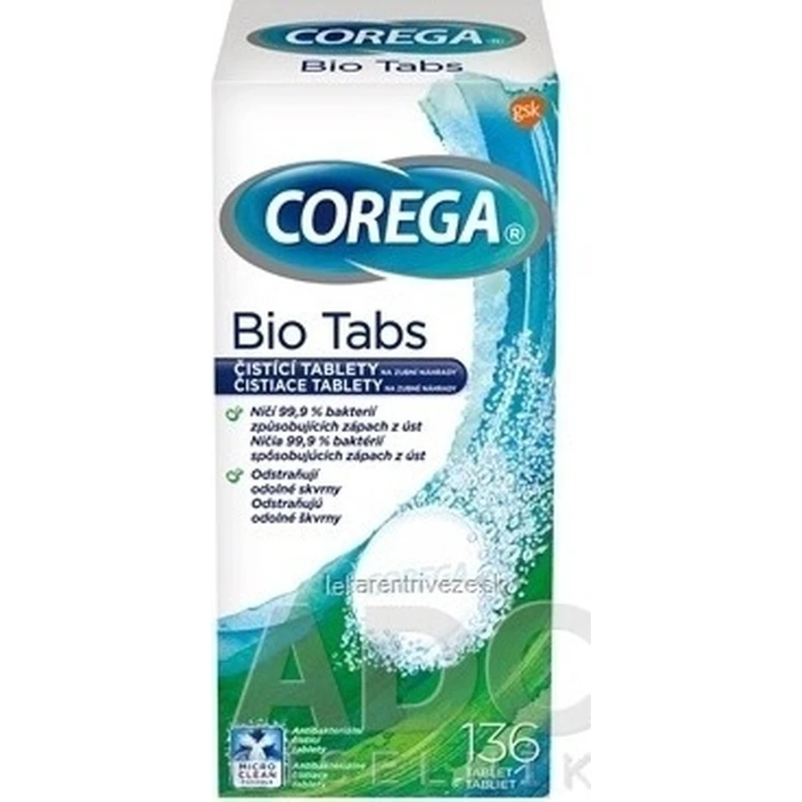 COREGA BIO Tabs 1х136 шт, таблетки для чищення зубних протезів: ціни та характеристики