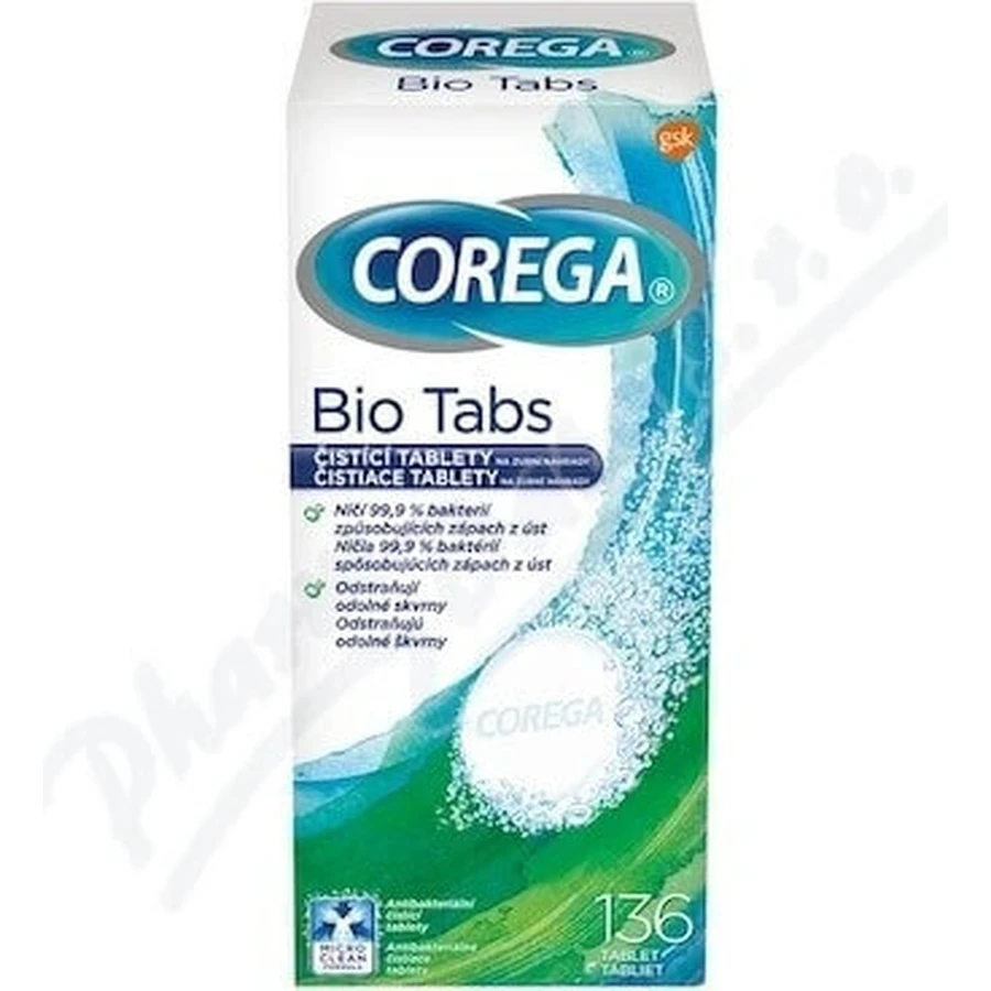 COREGA BIO Tabs 1х136 шт, таблетки для чищення зубних протезів: ціни та характеристики