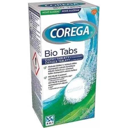 COREGA BIO Tabs 1х136 шт, таблетки для чищення зубних протезів: ціни та характеристики