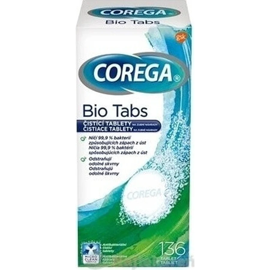 COREGA BIO Tabs 1х136 шт, таблетки для чищення зубних протезів: ціни та характеристики