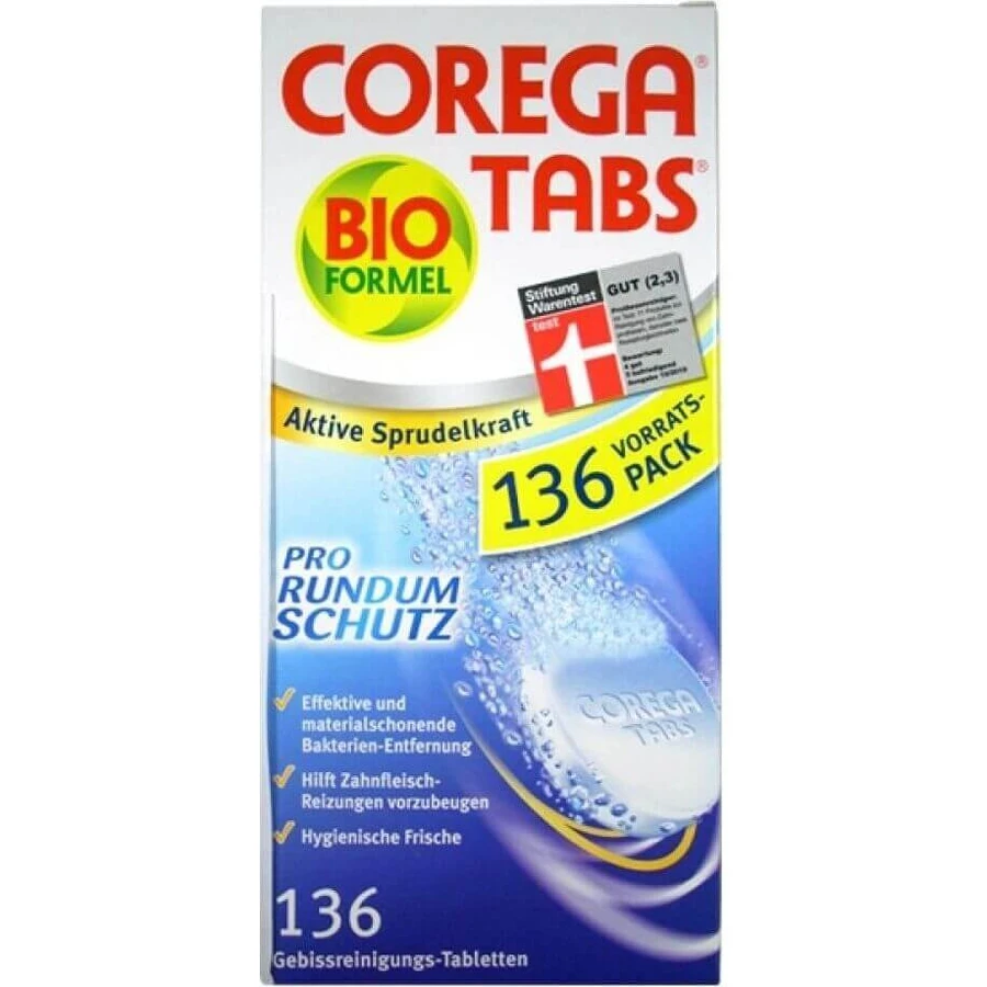 COREGA BIO Tabs 1х136 шт, таблетки для чищення зубних протезів: ціни та характеристики