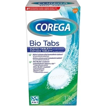 COREGA BIO Tabs 1х136 шт, таблетки для чищення зубних протезів: ціни та характеристики