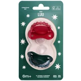 Набор Luu Kids, пустышка, позиционирование, силикон, Holy Green & Santa Red, от 6 месяцев, 2 штуки