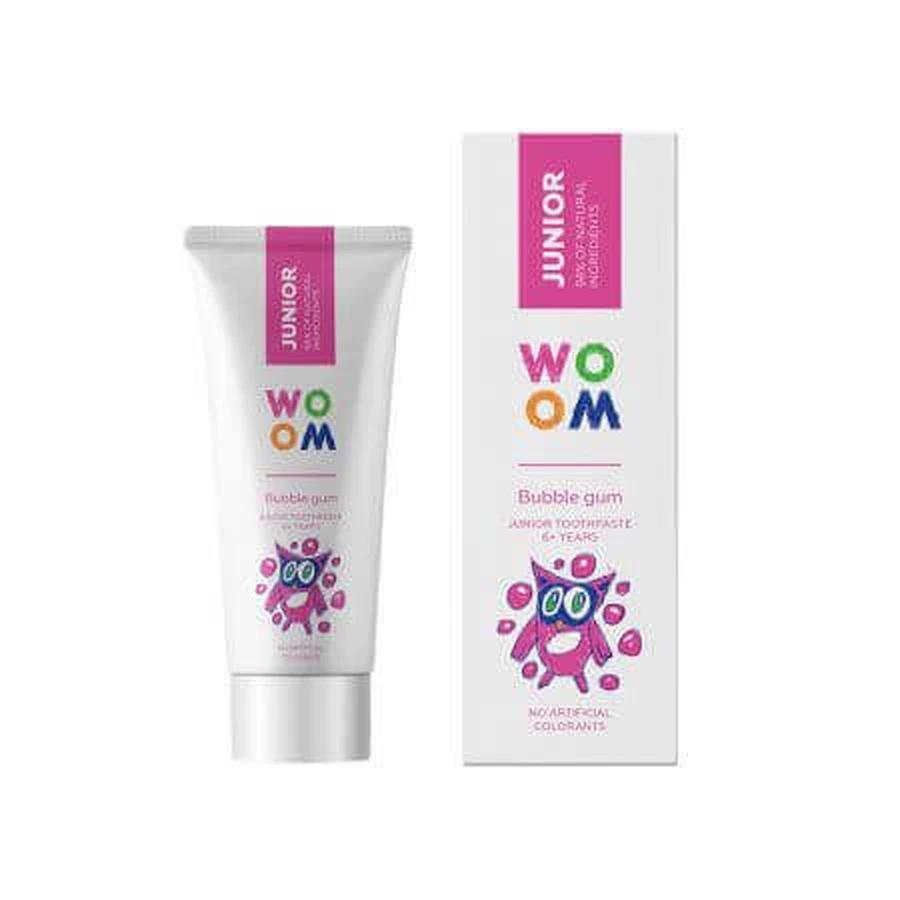 Зубна паста для дітей Junior Bubble Gum, +6 років, 50 мл, Woom: ціни та характеристики