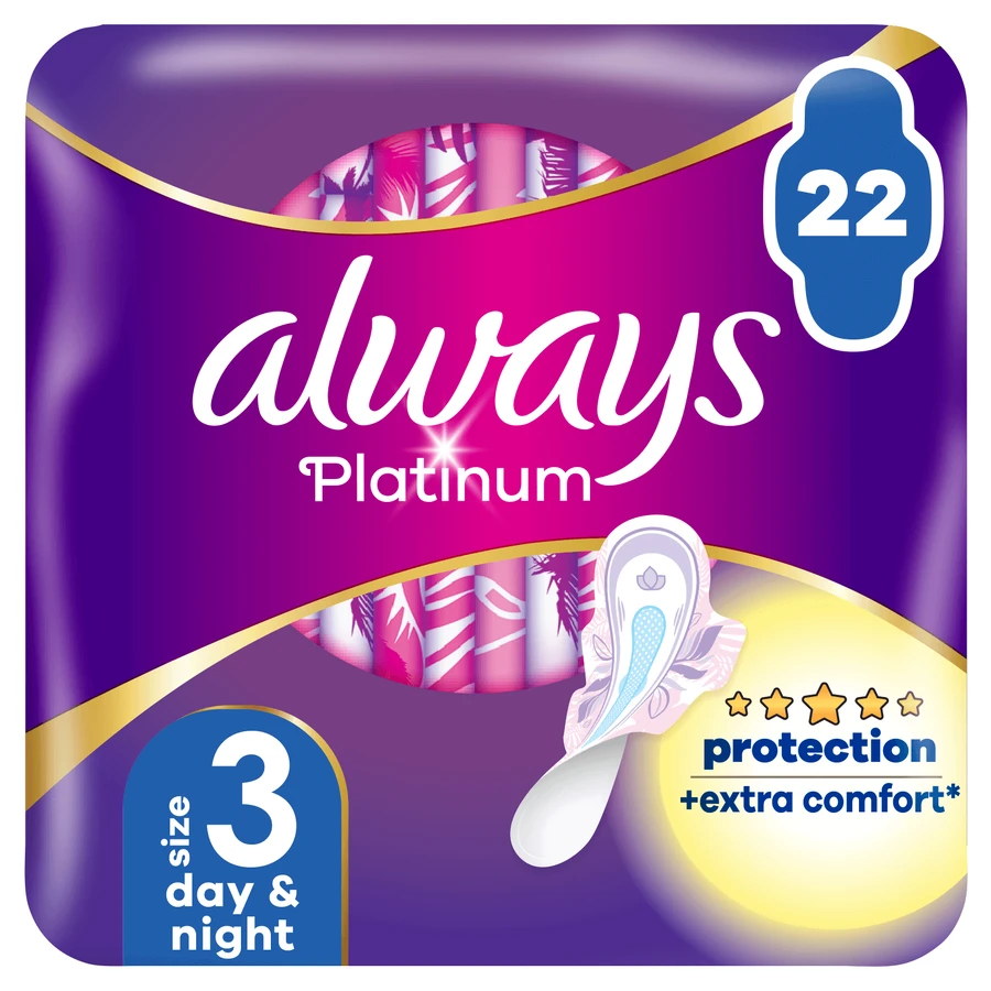 Always Platinum, гигиенические салфетки с крылышками, размер 3, день и ночь, 22 штуки: цены и характеристики