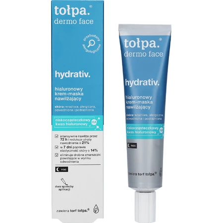 Topa Dermo Face, Hydrativ, зволожуючий нічний крем-маска для обличчя, шиї та декольте, 40 мл.: ціни та характеристики
