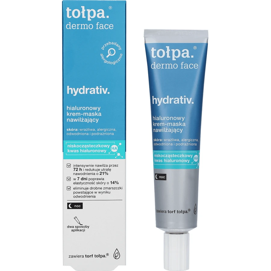 Topa Dermo Face, Hydrativ, зволожуючий нічний крем-маска для обличчя, шиї та декольте, 40 мл.: ціни та характеристики