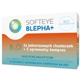 Softeye Belpha+, офтальмологічні серветки, 14 штук + зігріваючий компрес для очей, 1 штука