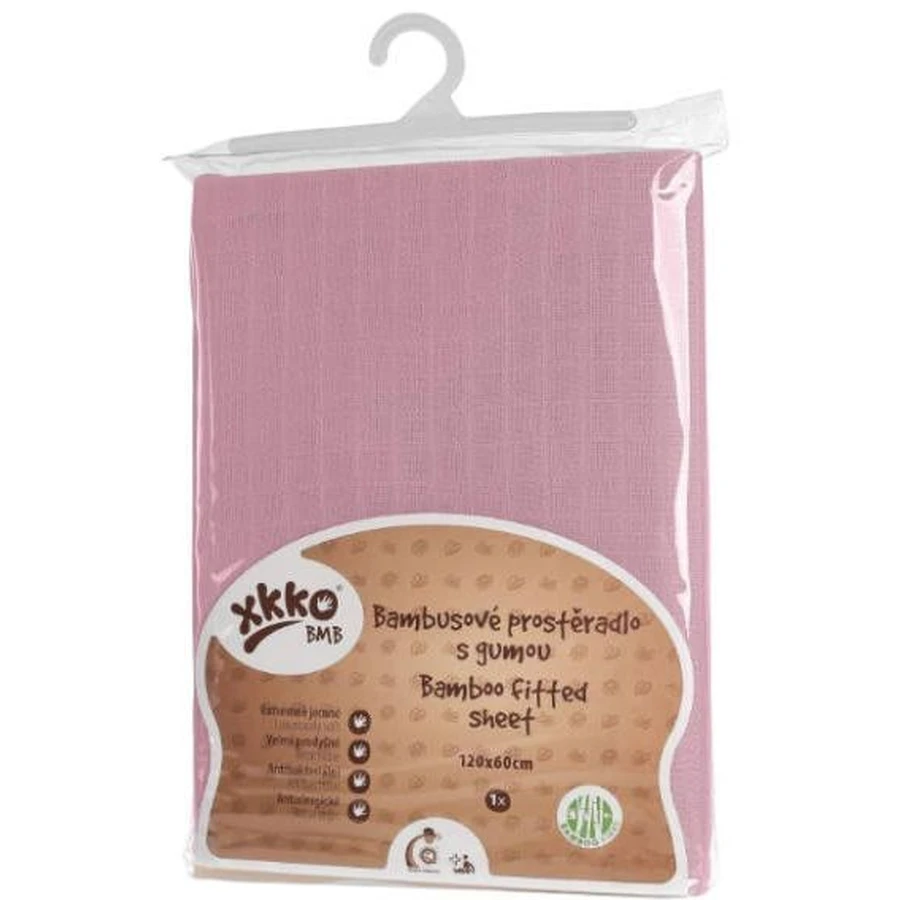 Простирадло на гумці Xkko BMB на резинці для ліжечка, Baby Pink 120 x 60 см: ціни та характеристики