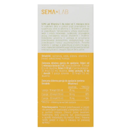 SEMA Lab Вітамін С для дітей від 1 місяця, краплі, 25 мл ЗАБРУДНЕНА УПАКОВКА: ціни та характеристики