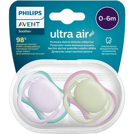 Пустышка Philips Avent Ultra air neutral 0-6м диева фиолетовая 2 шт: цены и характеристики