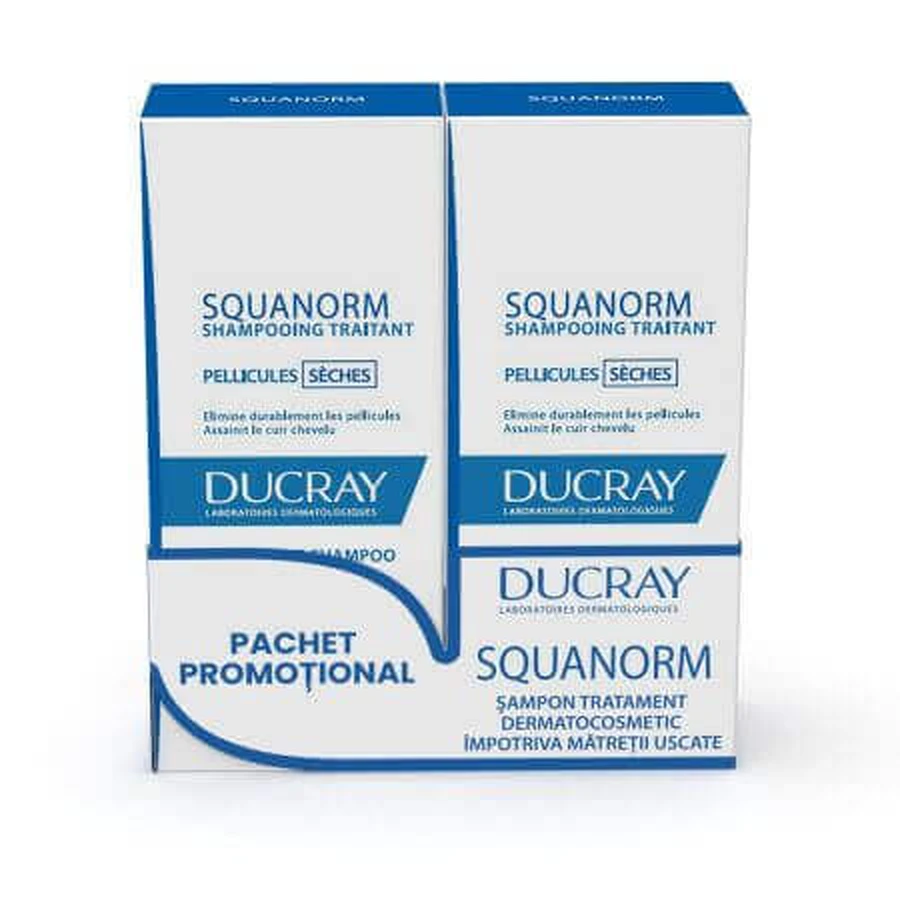 Упаковка Шампунь проти сухої лупи Squanorm 2х200 мл, Ducray: ціни та характеристики