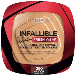 Пудра для обличчя, Loreal, Infallible 24H Fresh Wear, тональна основа у вигляді пудри, 260 Golden Sun, 9 г