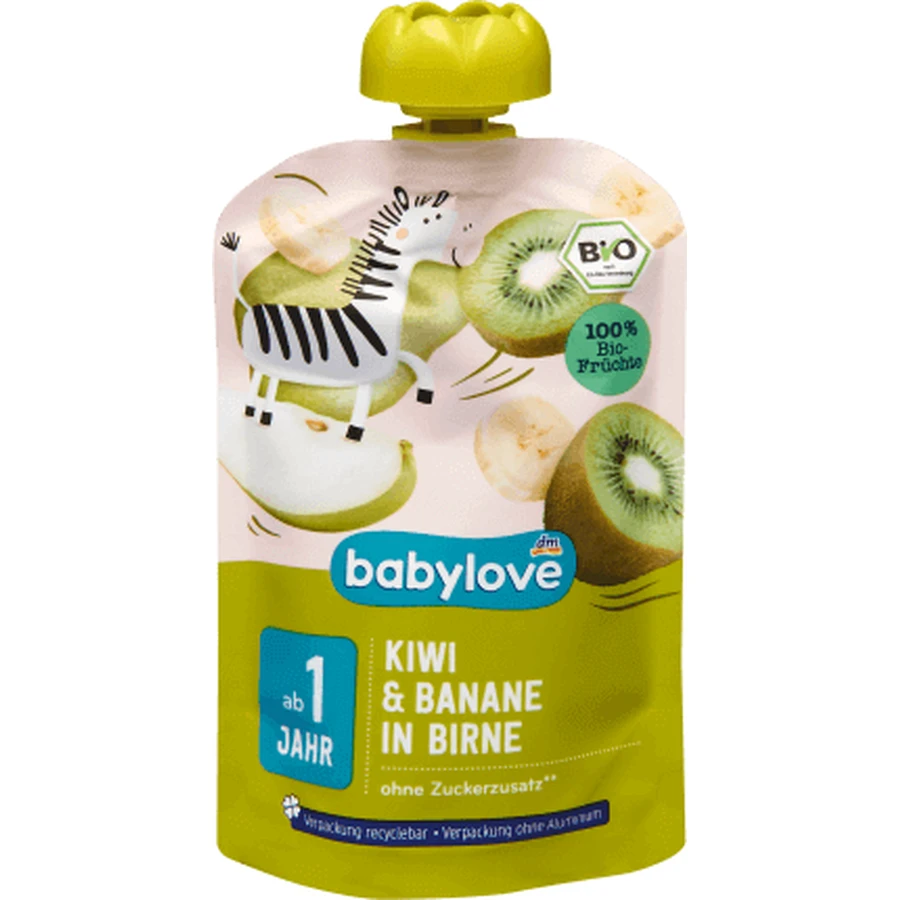 Пюре Babylove Ківі з грушею та бананом, для дітей з 12 місяців, 100 г: ціни та характеристики