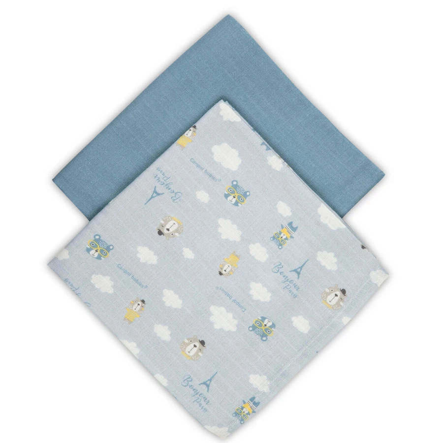 Canpol Babies, тканевые подгузники, 70 см x 70 см, Bonjour Paris, голубые, 2 шт.: цены и характеристики