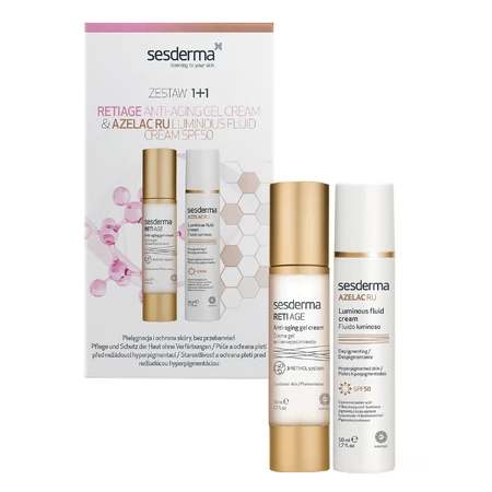 Набор Sesderma, Reti-Age, антивозрастной крем-гель, 50 мл + Azelac RU, осветляющая эмульсия, SPF 50, 50 мл: цены и характеристики