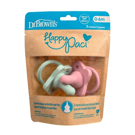 Dr Brown's Happy Paci, соска у формі пляшечки, силіконова, рожева/зелена, 0-6 місяців, 2 штуки: ціни та характеристики