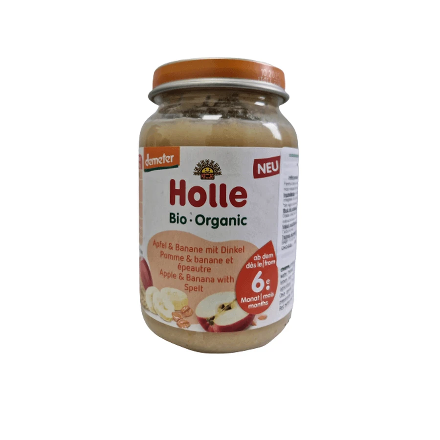 Яблочно-банановое пюре с полбой, 190 г, Holle: цены и характеристики