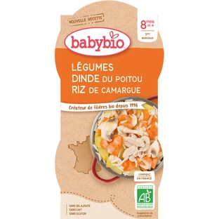 Babybio меню овощи с индейкой и рисом 2 x 200 г